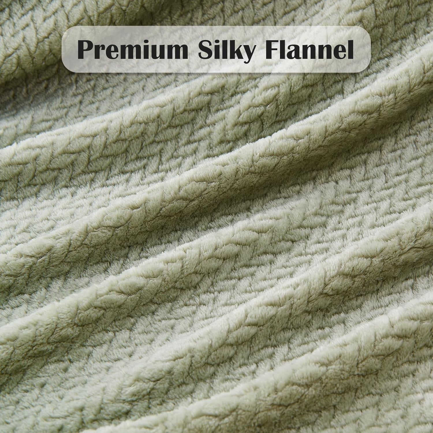 Super Soft Throw Blanket Sage Green Premium Silky Flannel Fleece Leaves Pattern Lightweight Bed Blanket All Season Use (Sage Green, Throw(50"X60"))
