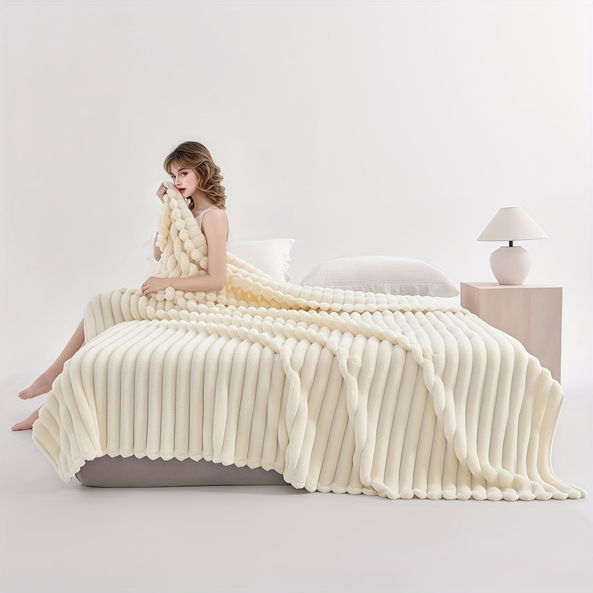 Striped Jacquard All-Season Polyester Blanket – Contemporary Design