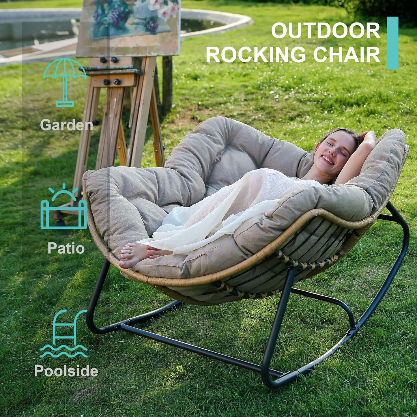 Egg-Shaped Rocking Chair – Rattan Lounge for Indoor & Outdoor