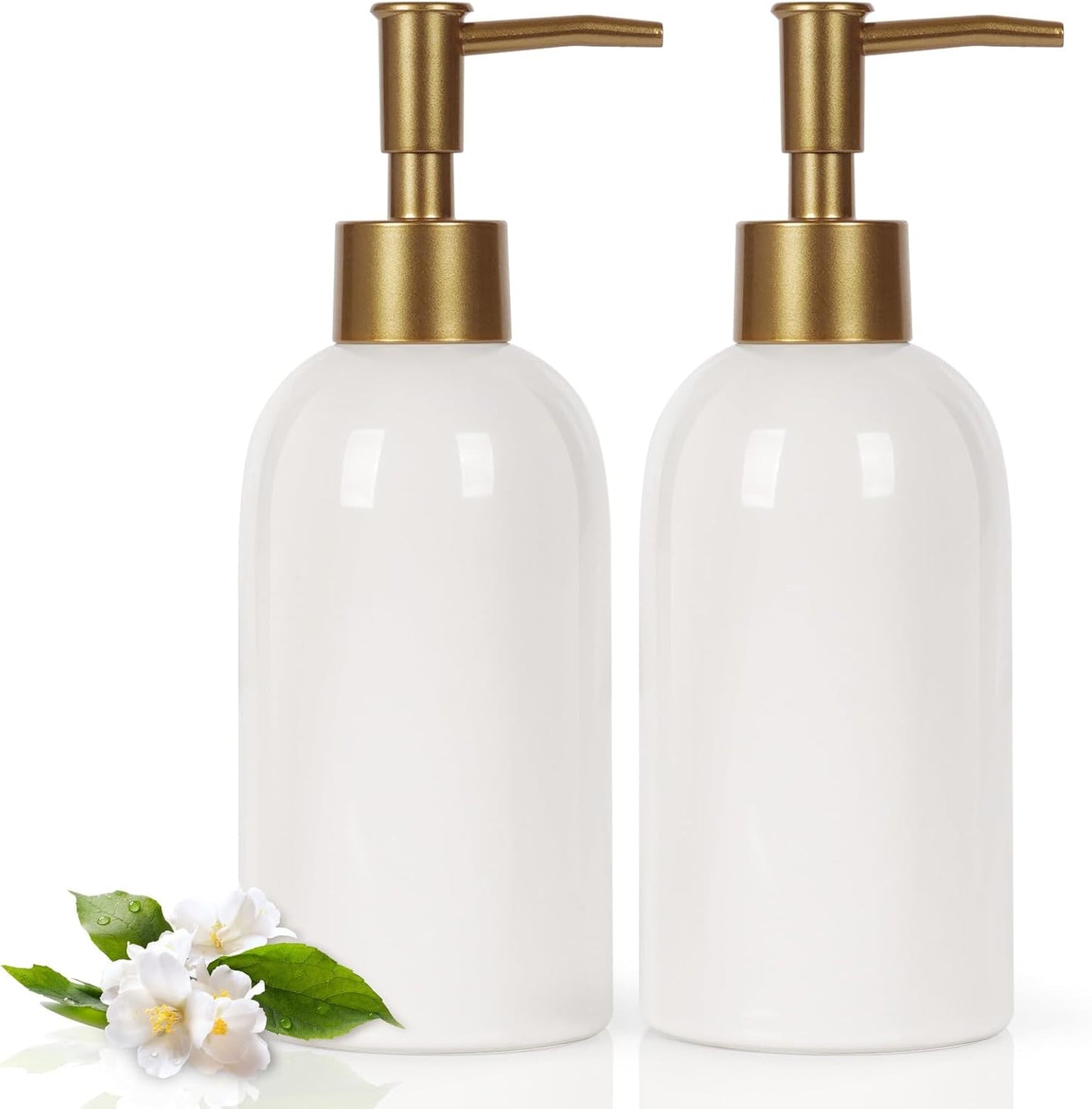 14OZ Ceramic Soap Dispenser Ceramic Soap Pump Dispenser Can Fill Liquid for Bathroom/Kitchen (Green)