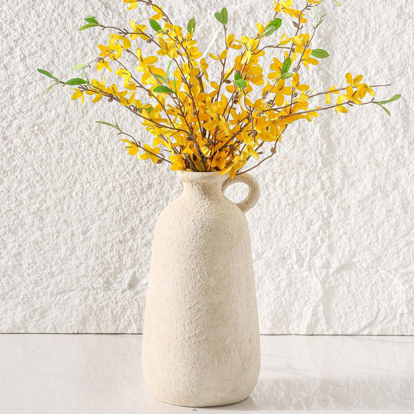 Ceramic Rustic Vase, 12.8" Large Flower Vases Home Decor for Pampas Farmhouse Decorative Pottery Clay Vase for Mantel Entryway Table Living Room Kitchen Bathroom Bedroom