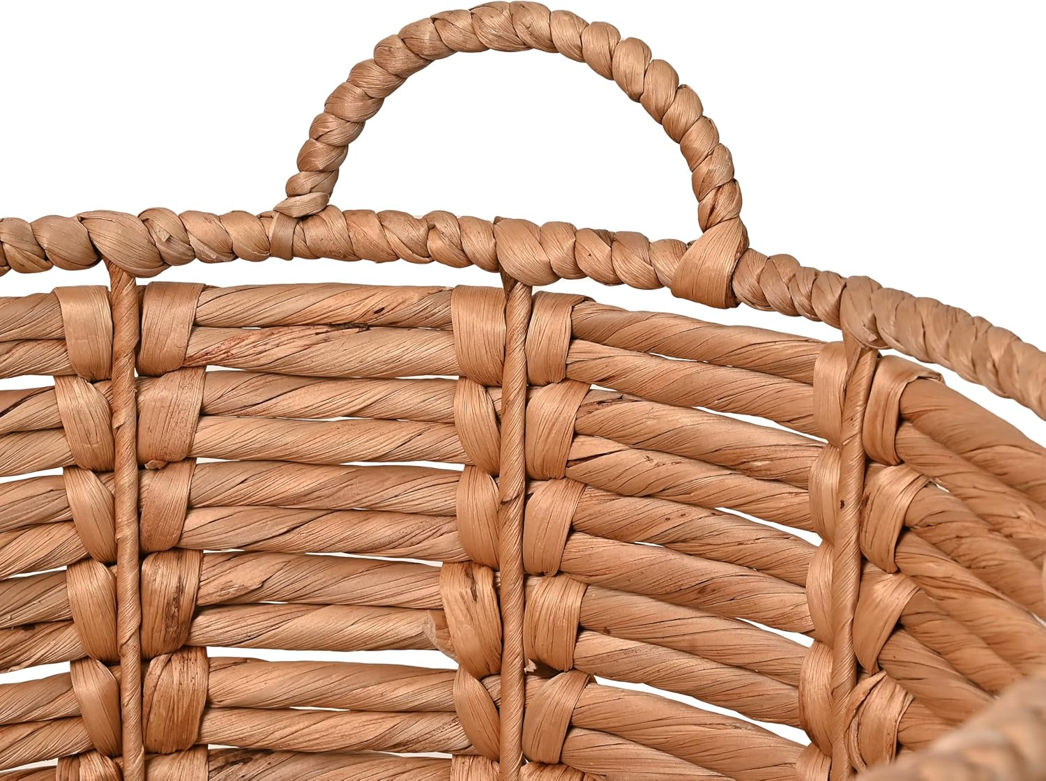 BSK1003D Laurel 19.49" Bohemian Handwoven Abaca Hamper Basket with Handles, Seagrass Container for Decoration in Bedroom, Living Room, Laundry Room, Entryway, Natural, Natural/Black