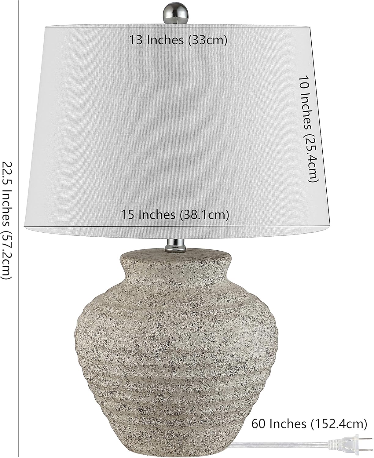 Lighting Collection Ledger Rustic Farmhouse Light Grey Ceramic 23-Inch Bedroom Living Room Home Office Desk Nightstand Table Lamp (LED Bulb Included)