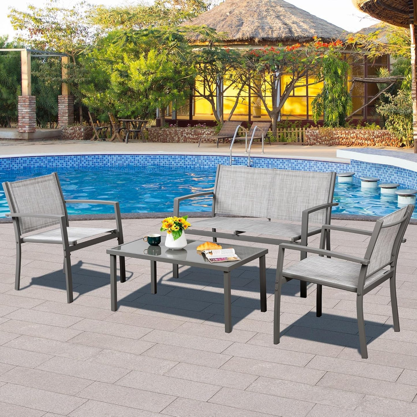 4-Piece Outdoor Patio Conversation Set