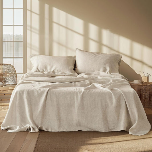 Linen Sheets - Queen Size Bed, Blend from Linen Cotton ets, Breathable Cotton ets, Gifts for All Seasons, 4 Pieces, Linen