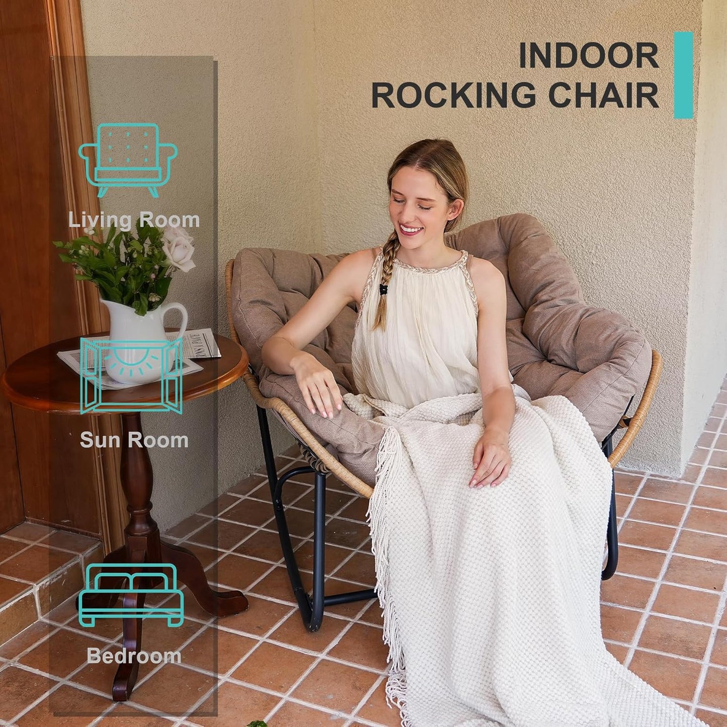 Egg-Shaped Rocking Chair – Rattan Lounge for Indoor & Outdoor