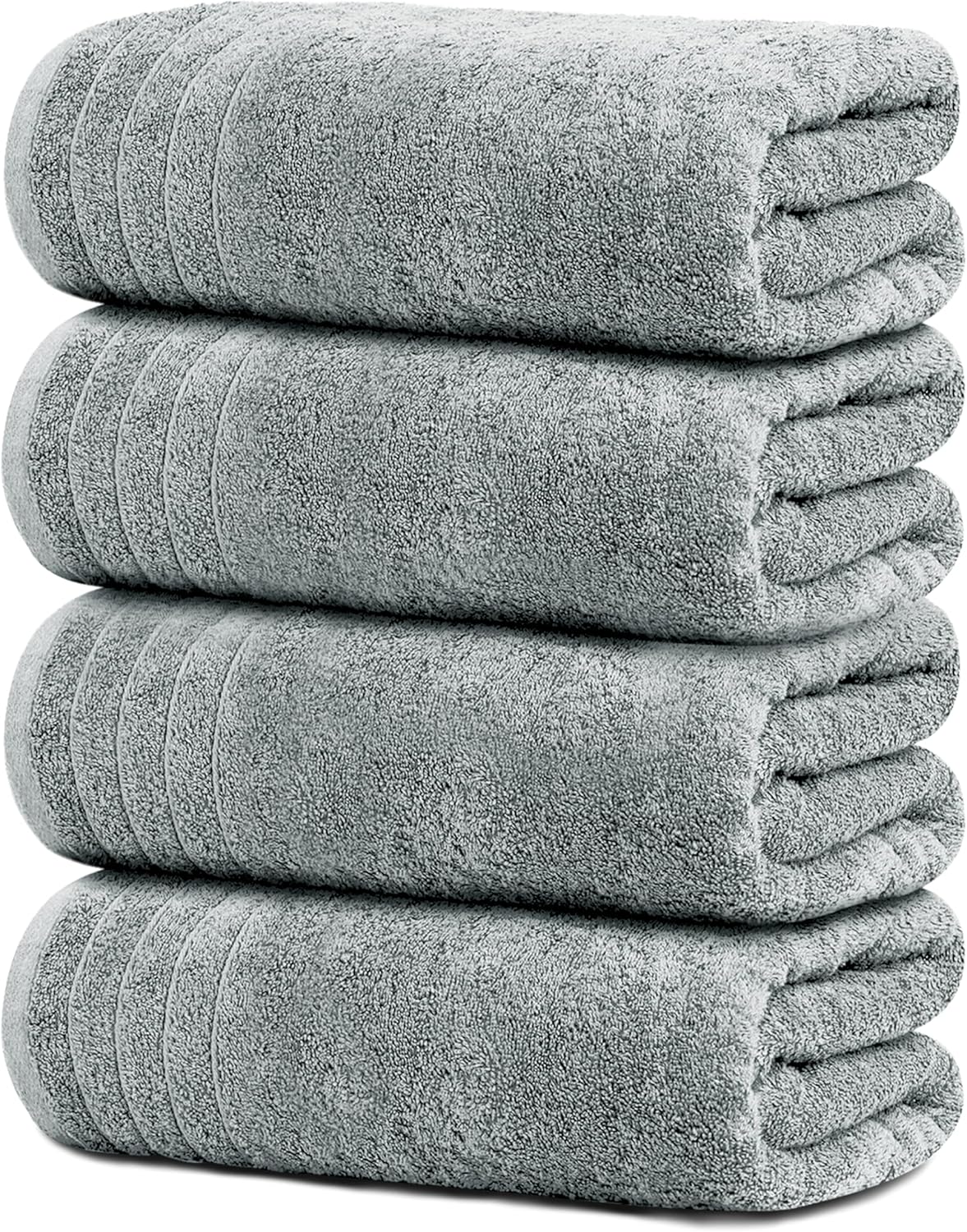 Pack of 4 Extra Large Bath Towels 30 X 60 Inches, 100% Cotton, Larger & Lighter Weight, Quicker to Dry, Super Soft and Absorbent, Perfect for Bathroom, Dark Grey