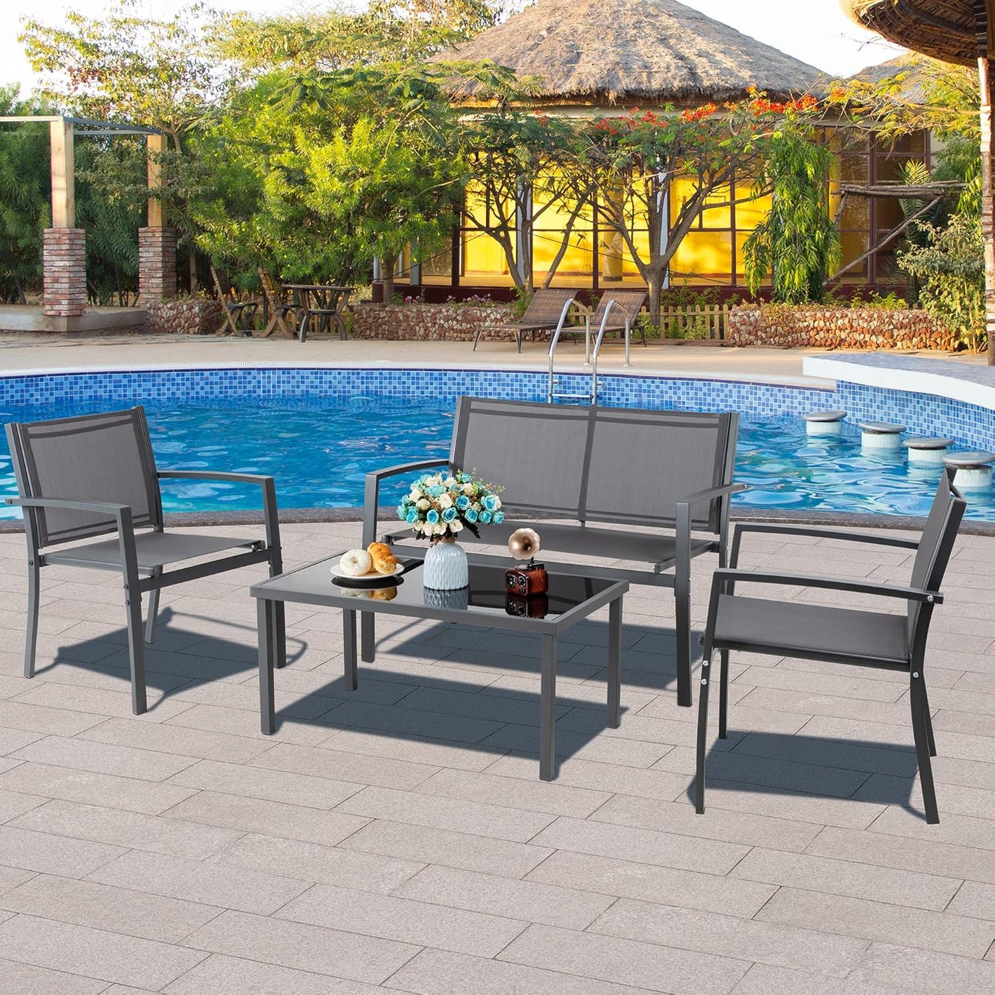 4-Piece Outdoor Patio Conversation Set