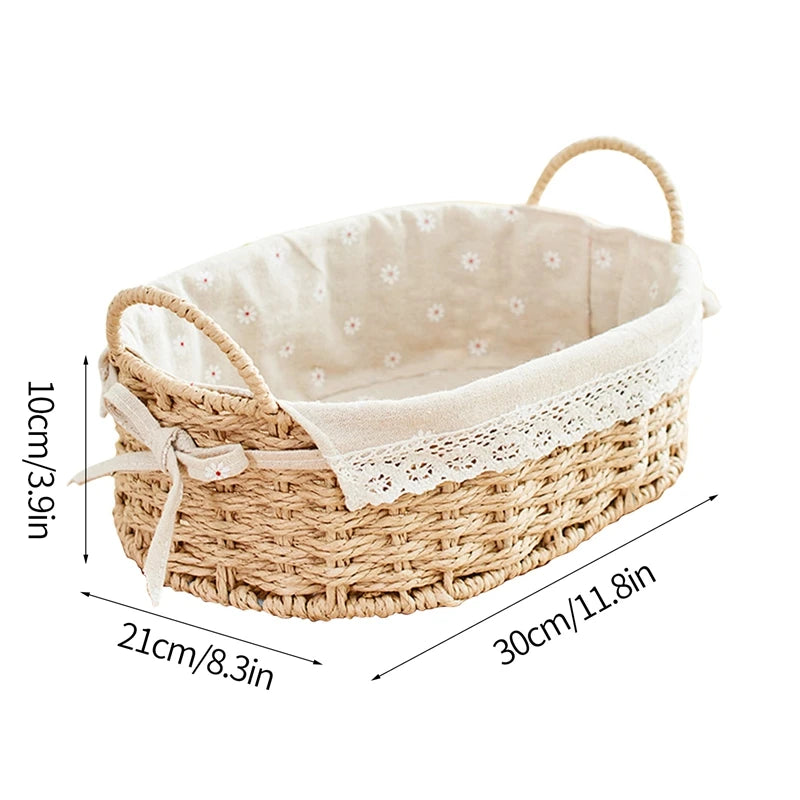 Woven Storage Baskets Wicker Basket for Gifts Kitchen Organizer Bathroom Organizing Baskets Desktop Organizer Container