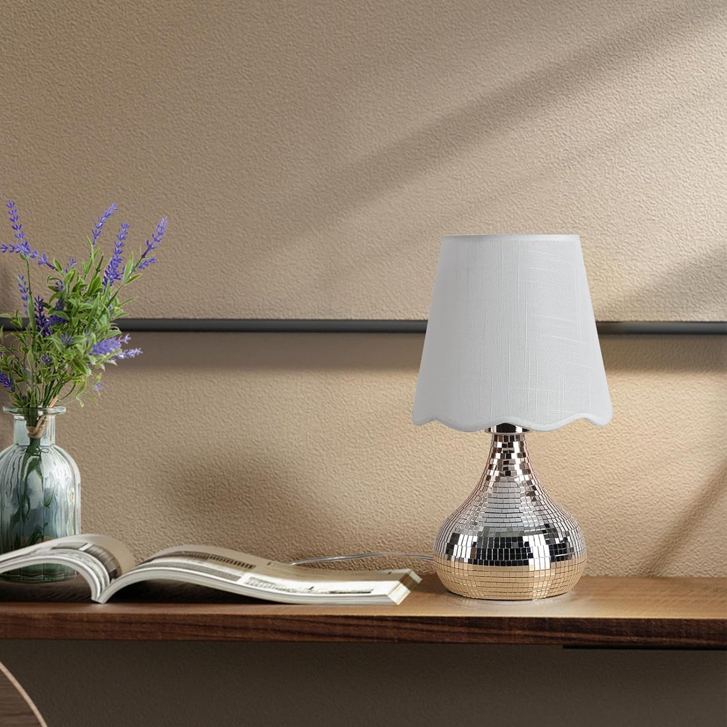 Rattan Small Bedside Table Lamp for Bedroom, Boho Mini Table Lamps for Nightstand, Farmhouse Small Table Lamps for Small Spaces for Kitchen Counter, Bookshelf, Bedroom, Kids Dorm