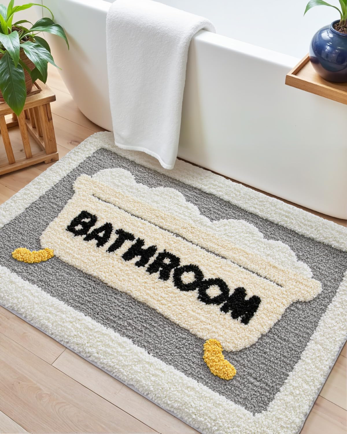 Bathroom Rug Washable, 17X30 Non Slip Bath Mat Absorbent, Soft Plush Microfiber Bathmat Quick Dry for Shower Floor, Colorful