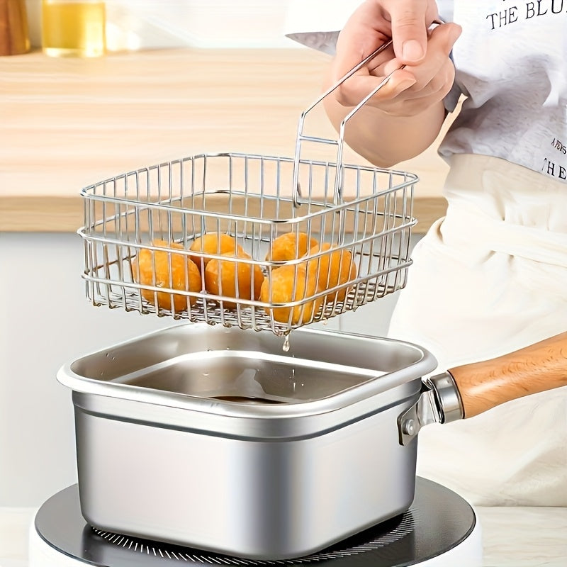 3-Piece Stainless Steel Deep Fryer Set with Basket &amp; Lid