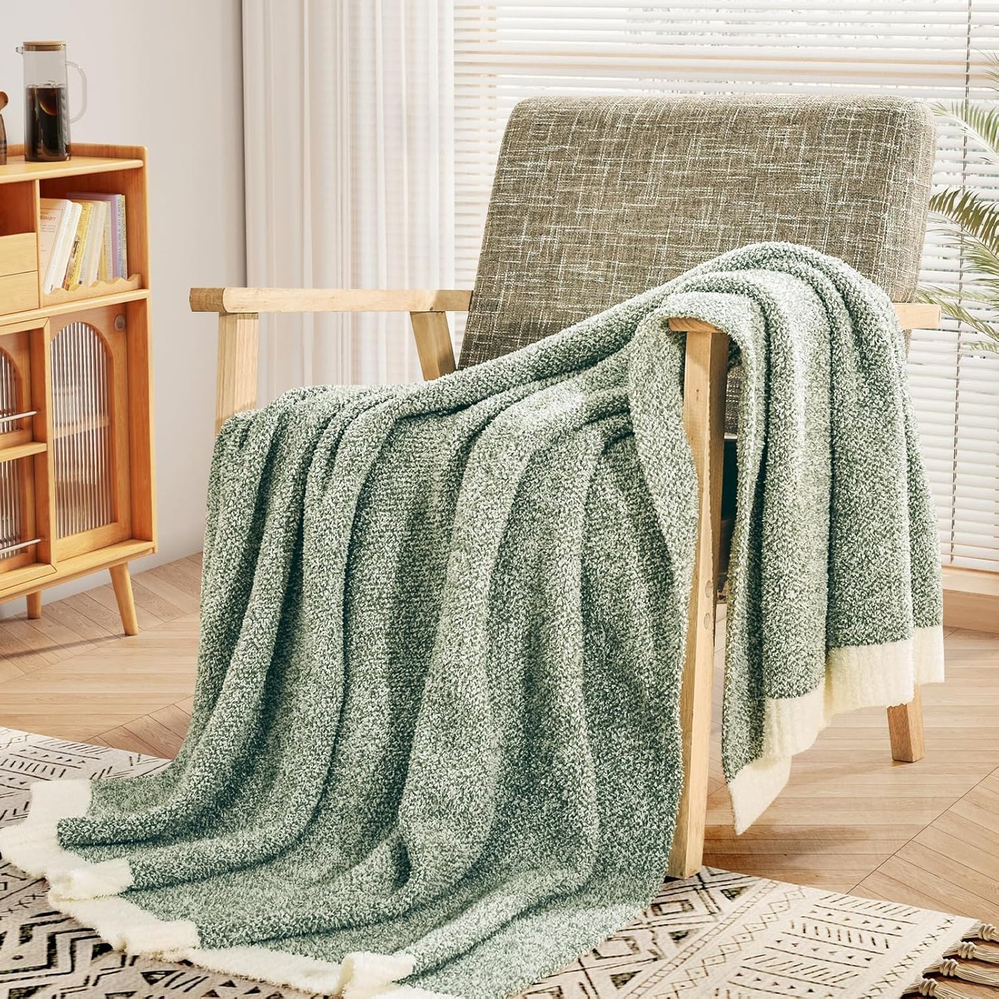 Soft Throw Blankets for Couch, Reversible Warm Blankets Cozy Knit Blanket for Women, Fuzzy Plush Lightweight Throws for Sofa, Bed, Picnic, Black 50 X 60 Inches