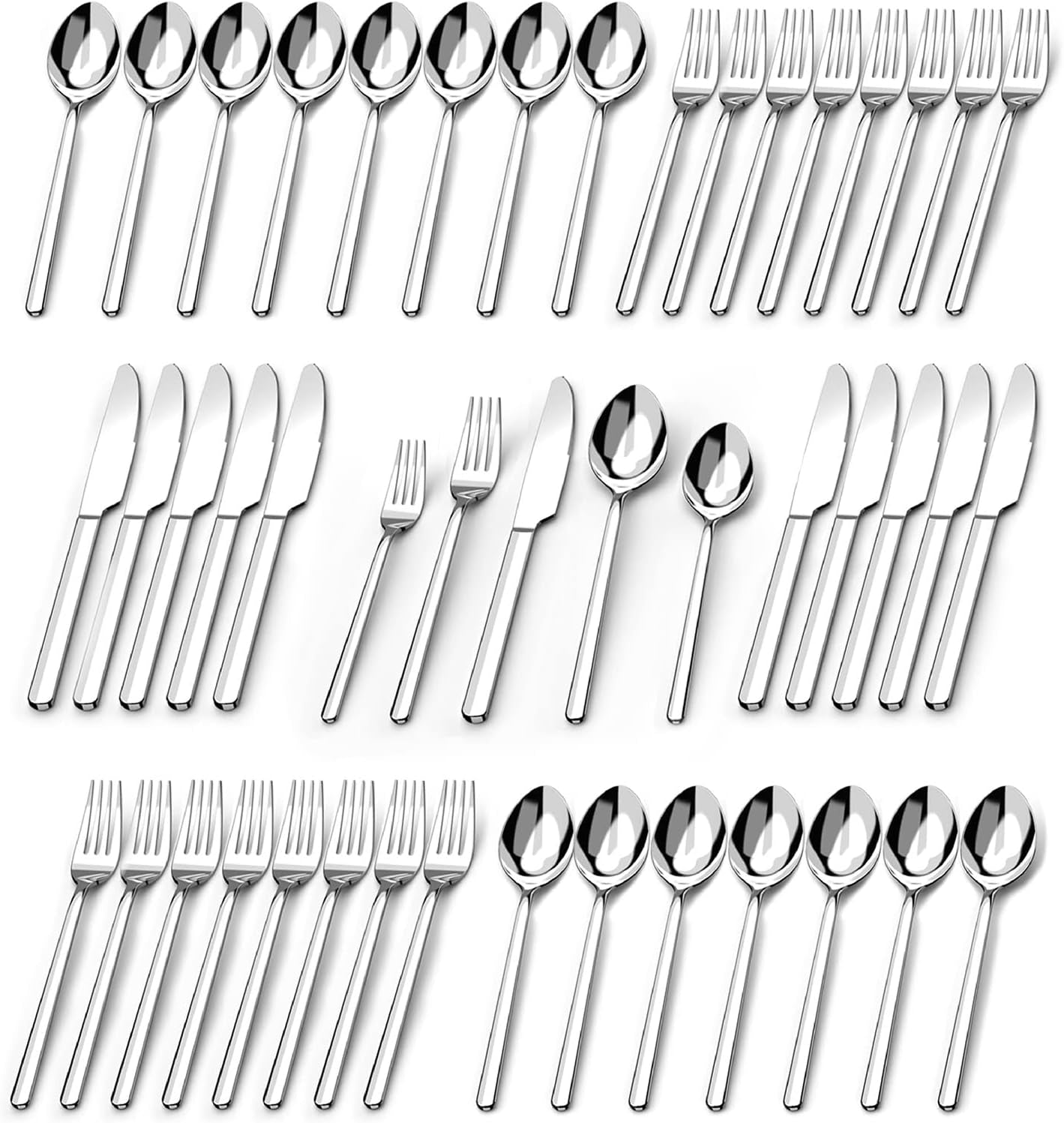 Silverware Set, 20 Piece Flatware Cutlery Set for 4, 18/10 Stainless Steel Silverware Mirror Polished Dishwasher Safe for Home, Restaurant, Wedding, Party(Silver, 20 Pieces for 4)