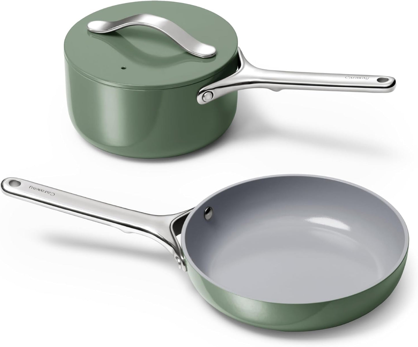 Mini Cookware Set - Non-Stick Ceramic Fry Pan (1.05 Qt, 8") & Sauce Pan (1.75 Qt) - Non Toxic, PTFE & PFOA Free - Oven Safe & Stovetop Agnostic (Gas, Electric & Induction) - Perracotta