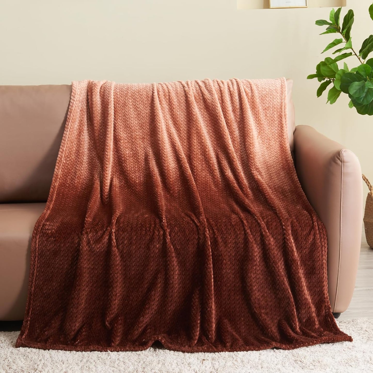 Super Soft Throw Blanket Sage Green Premium Silky Flannel Fleece Leaves Pattern Lightweight Bed Blanket All Season Use (Sage Green, Throw(50"X60"))