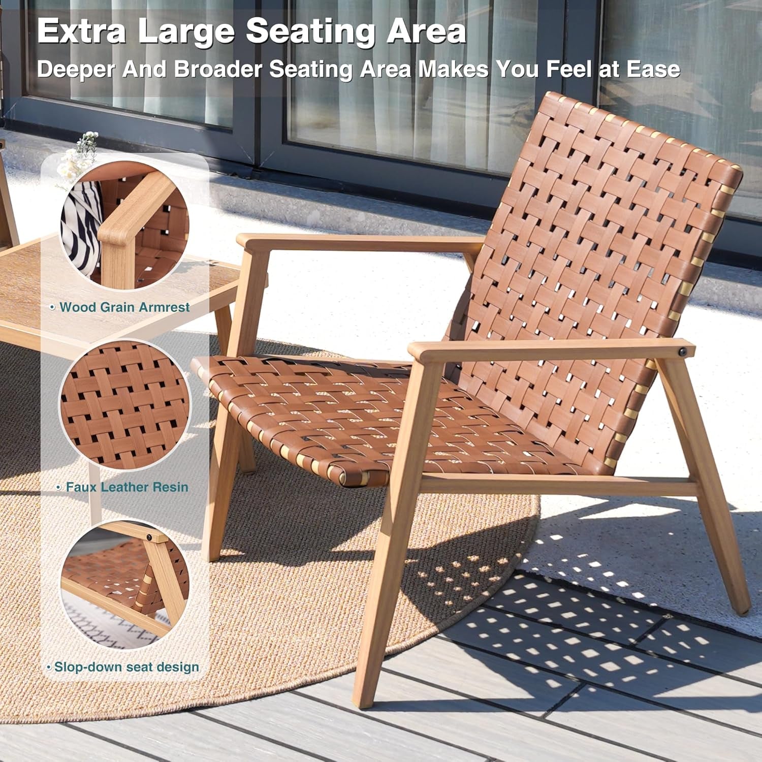 3 Piece Patio Bistro Set, Outdoor Conversation Chair Sets with Coffee Table, Patio Furniture Set for Porch Backyard Balcony Park Deck Poolside