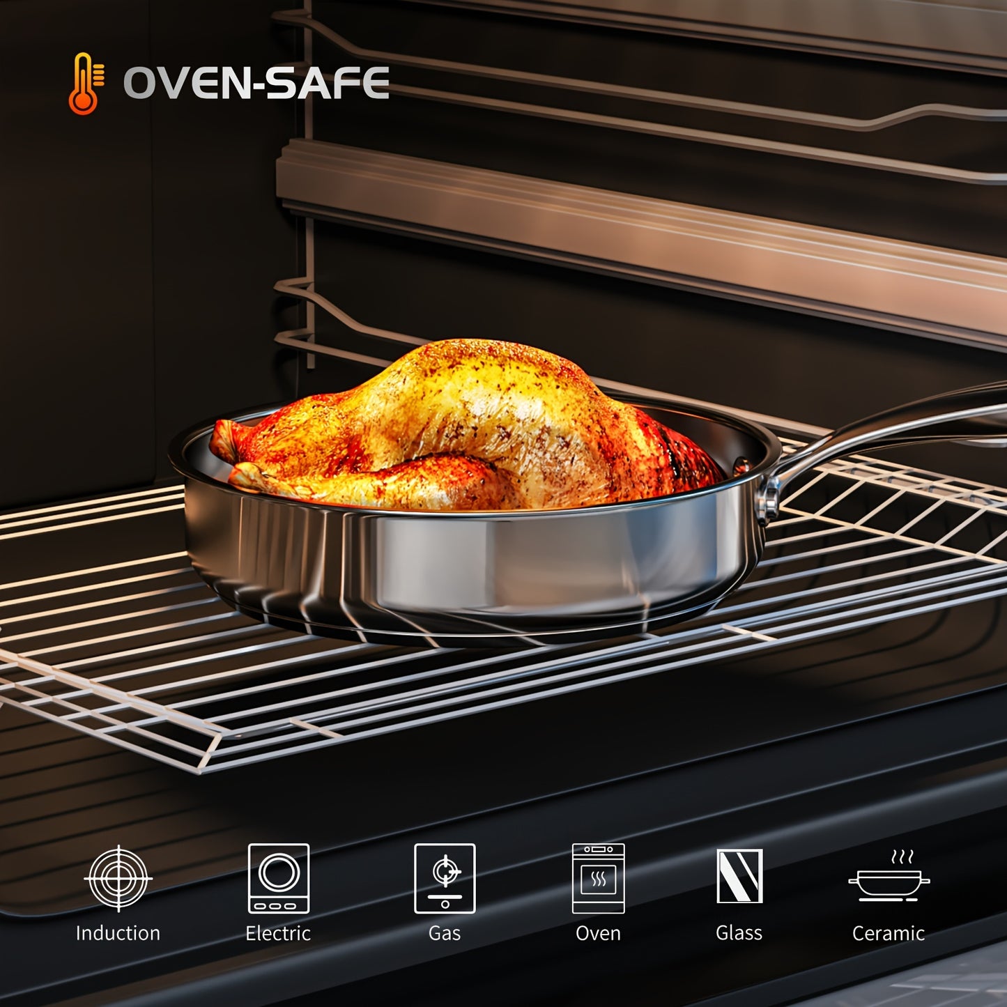 16-Piece Stainless Steel Cookware Set – 304 Steel Pots & Pans with Lids