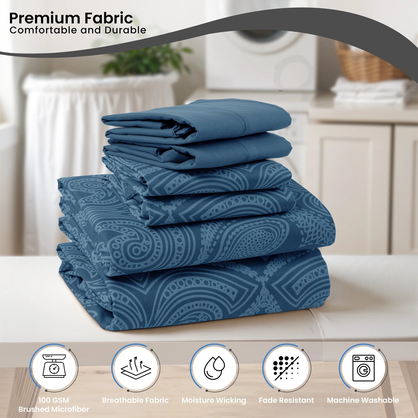 Paisley Microfiber Sheet Set – Ultra Soft, Deep Pocket, All-Season Comfort