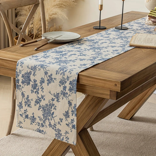 Retro Orchid Printed Table Runner – Pastoral Touch for Home &amp; Dining Decor