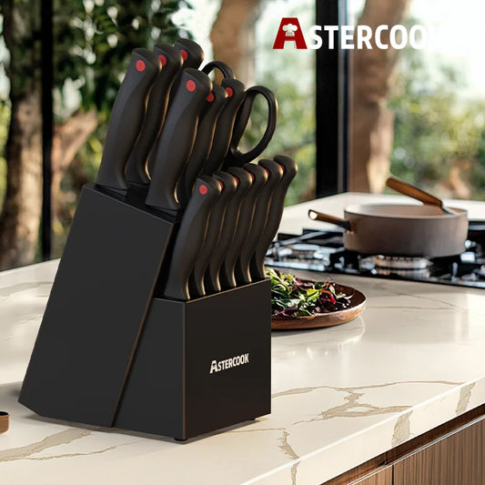 8-Piece Premium Stainless Steel Kitchen Knife Set with Block – Sharp & Durable