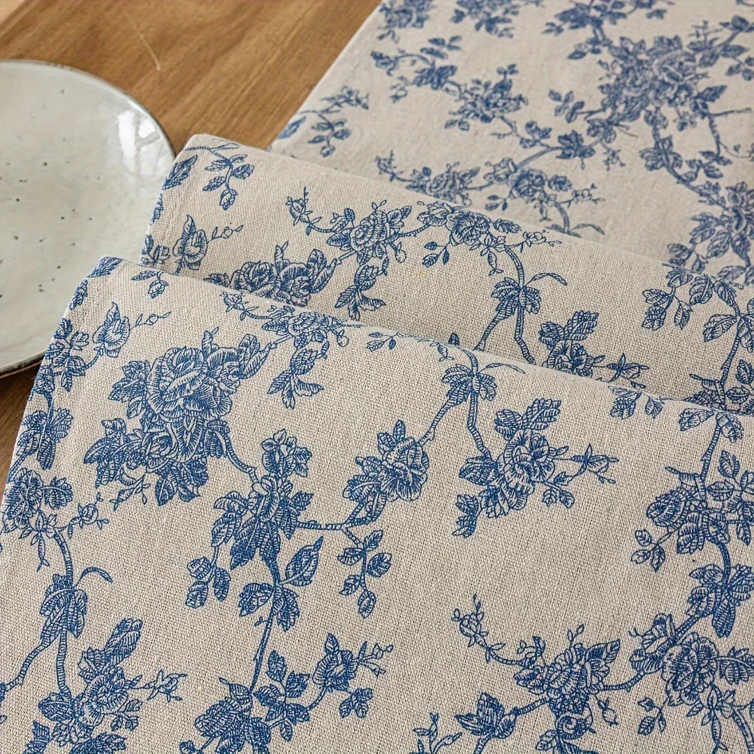 Retro Orchid Printed Table Runner – Pastoral Touch for Home &amp; Dining Decor