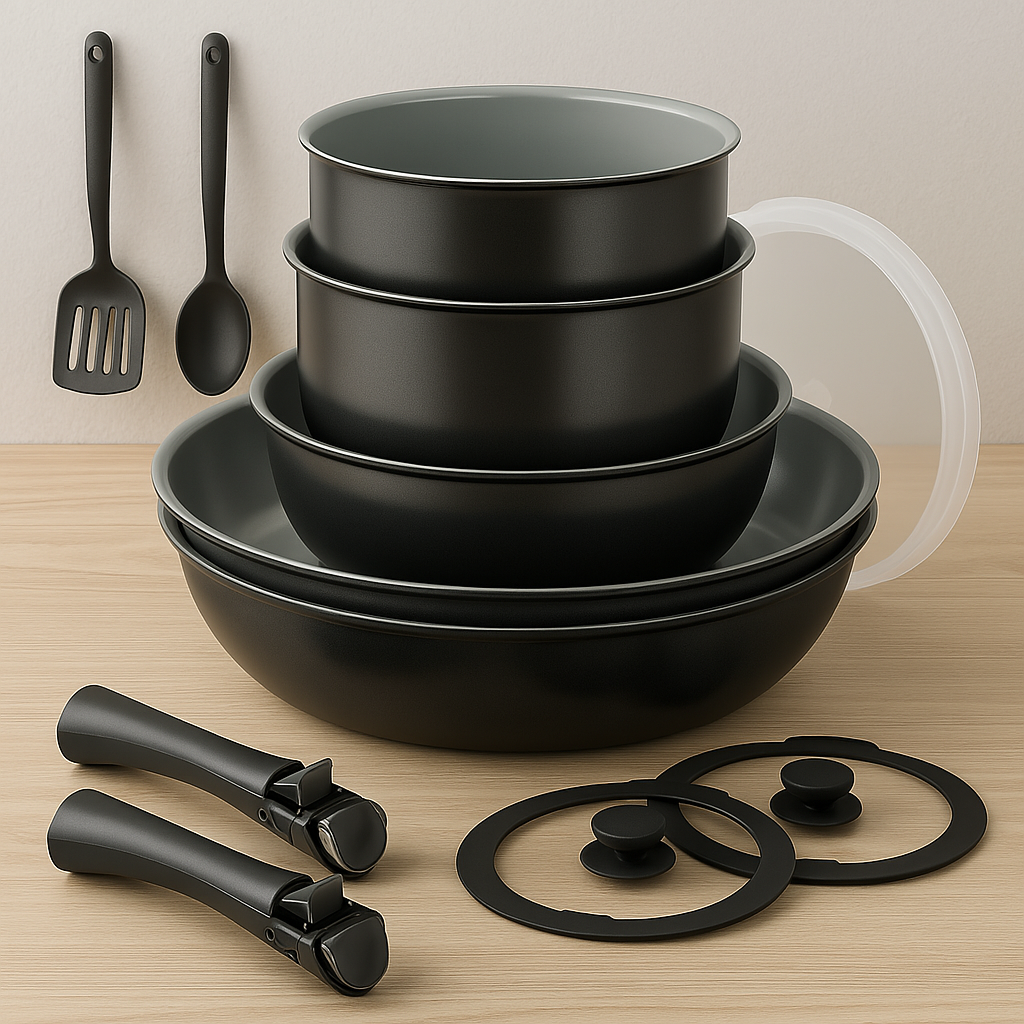 13-Piece Non-Stick Ceramic Cookware Set with Removable Handles