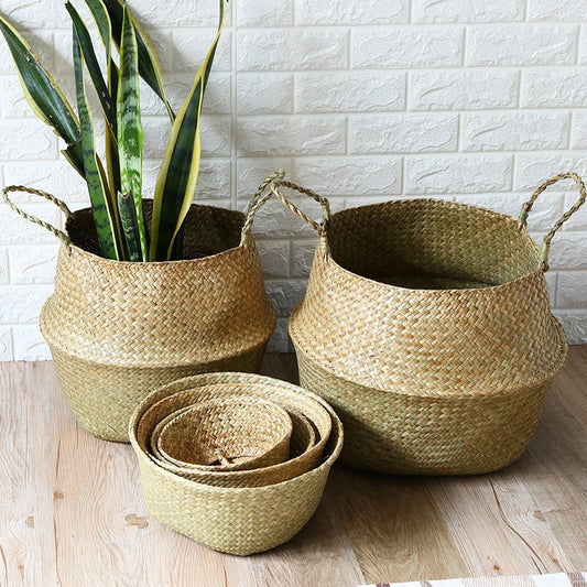 Wicker Storage Basket – Foldable Rattan Organizer for Home, Kitchen &amp; Garden