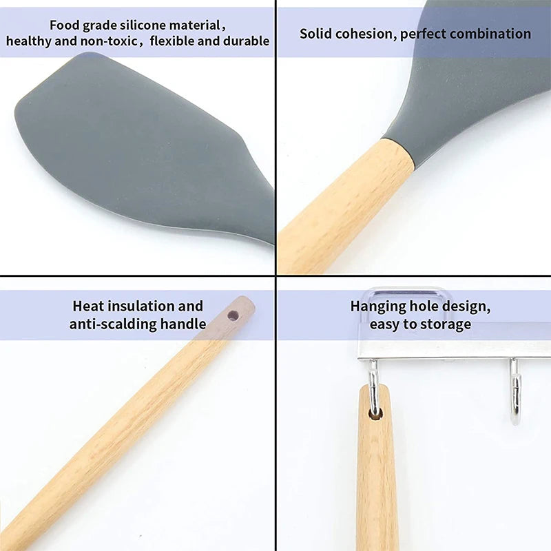 Silicone Baking Spatula with Wooden Handle
