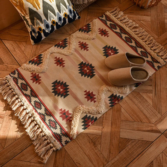 Woven Sisal Area Rug – Geometric Tabriz Design
