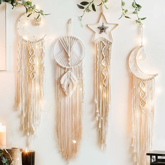 Boho Macrame Dream Catcher – Handmade Wall Hanging for Peaceful Vibes