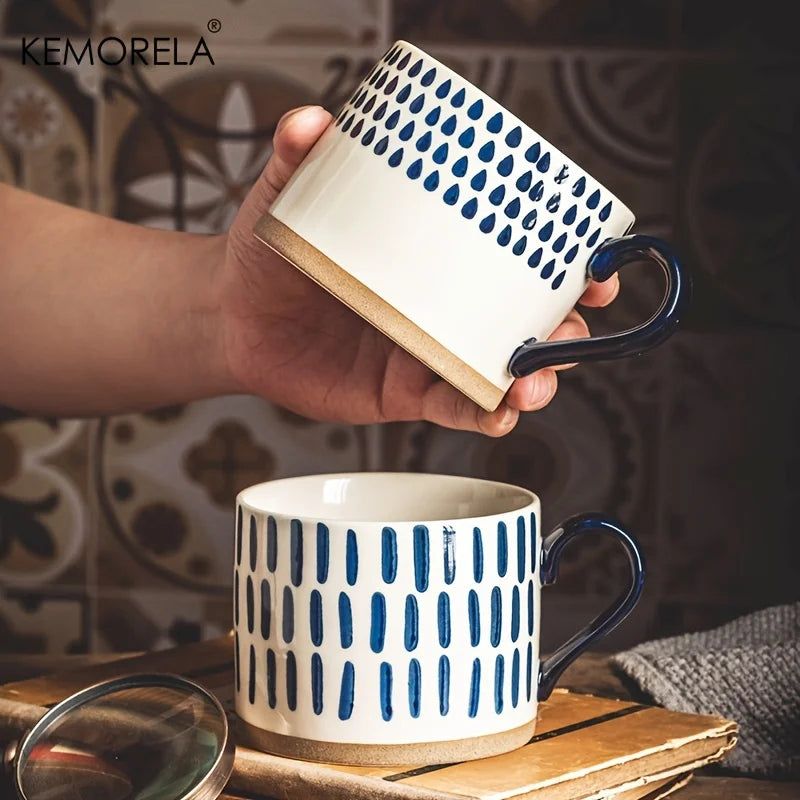 15.2 oz Nordic Ceramic Coffee Mug with Handle – Retro Style