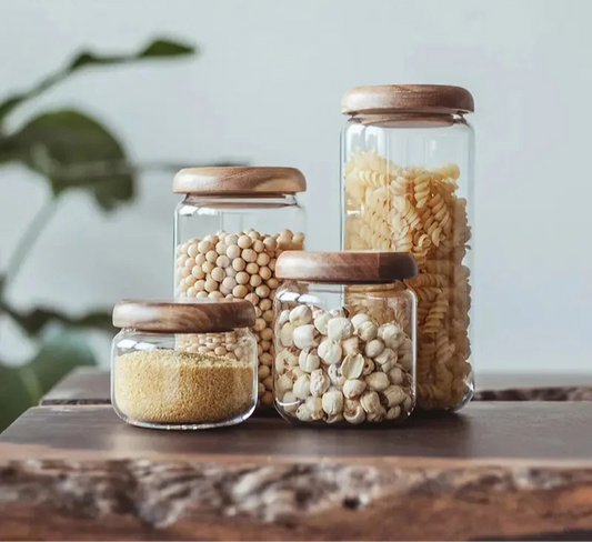 Glass Storage Jar with Acacia Wood Lid – Airtight &amp; Stylish