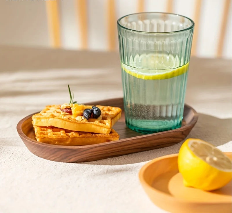 Handcrafted Round Wooden Dessert Plate – Natural Japanese-Style Snack Tray