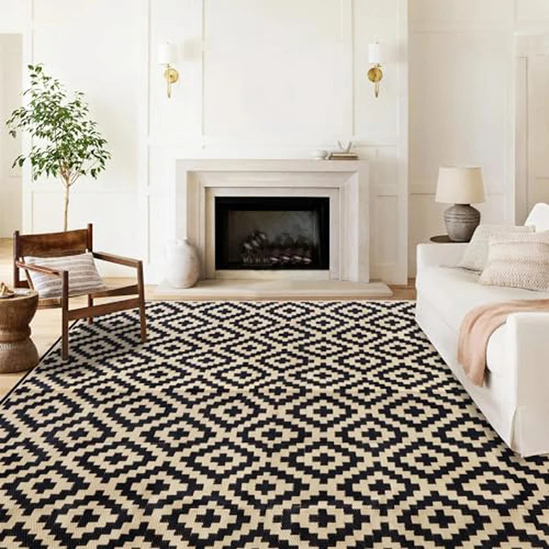 Reversible Outdoor Plastic Rug – Waterproof, UV-Resistant Patio &amp; Camping Mat | Foldable RV Area Carpet