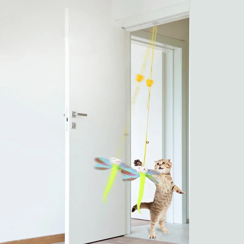 Interactive Hanging Feather Cat Toy – Elastic Rope Play Kit