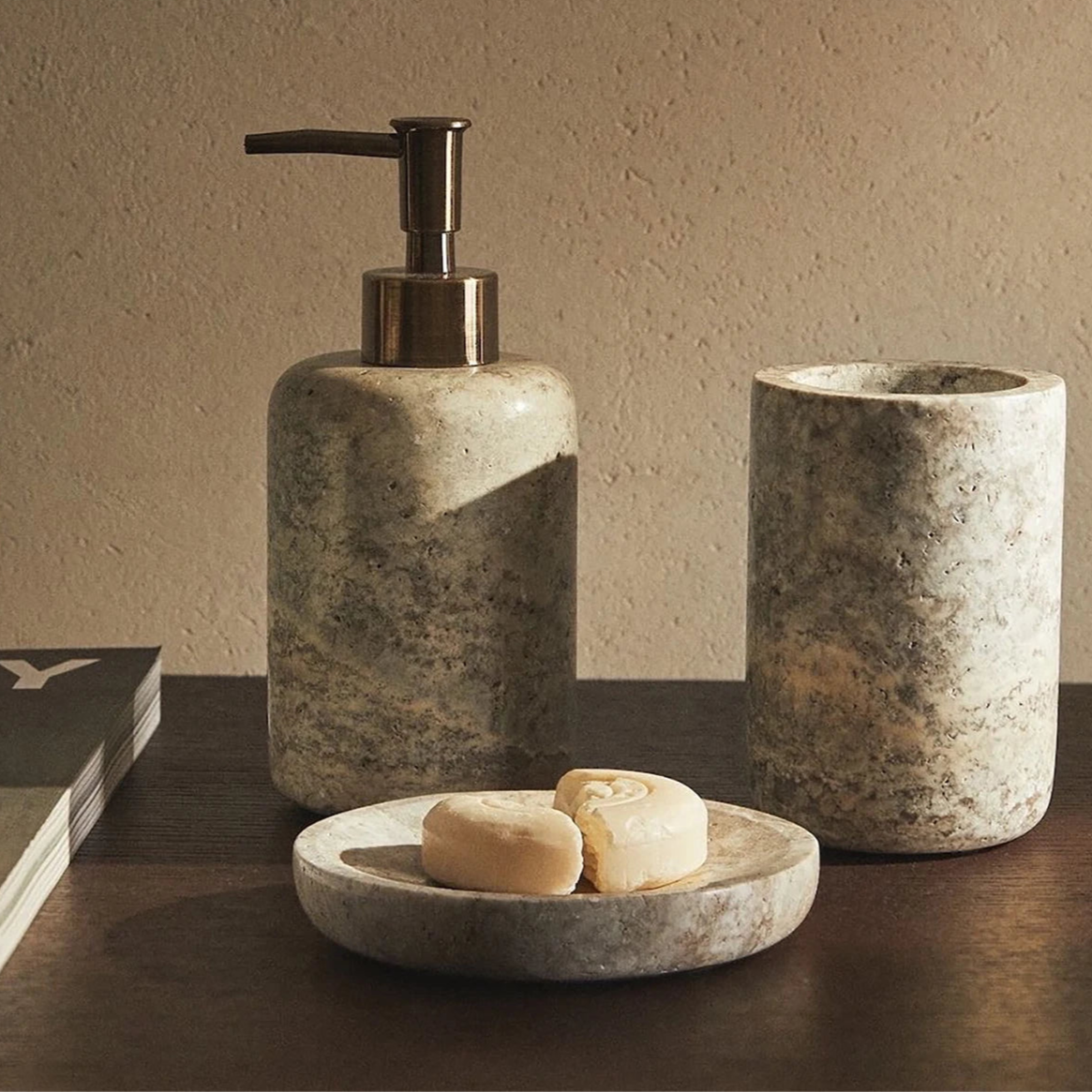 Grey Marble Bathroom Accessory Collection