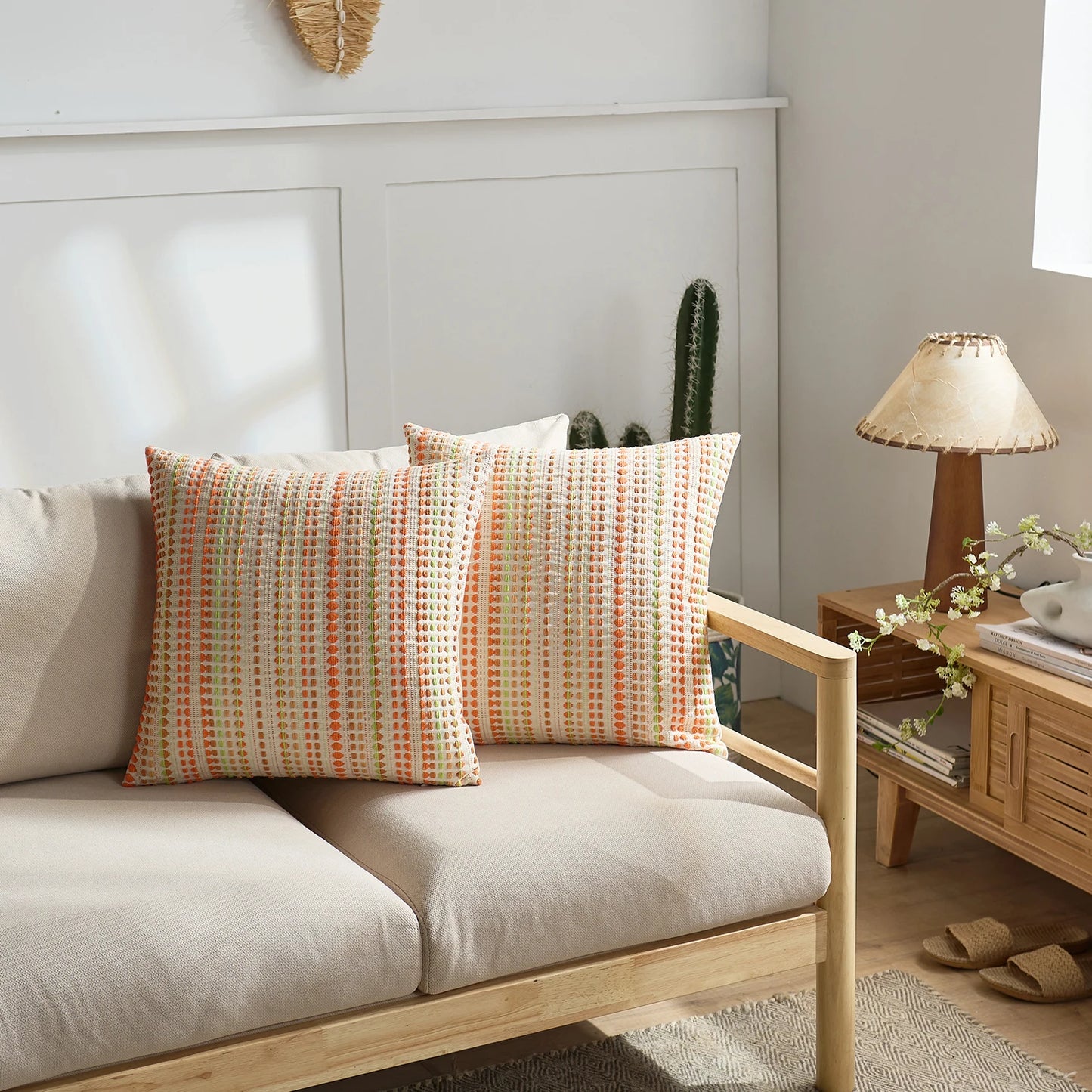Geometric Cotton Seat &amp; Back Cushion