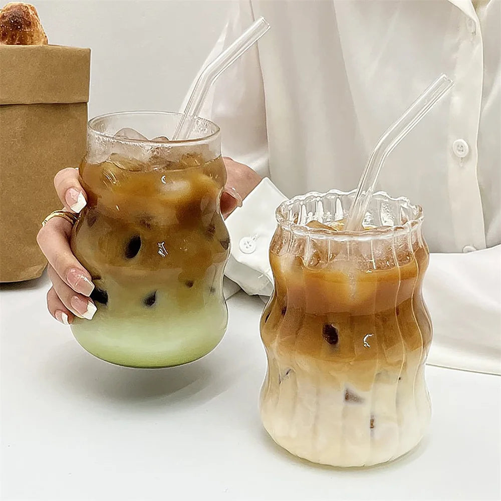 18 oz Heat-Resistant Glass Tumbler – Striped Design
