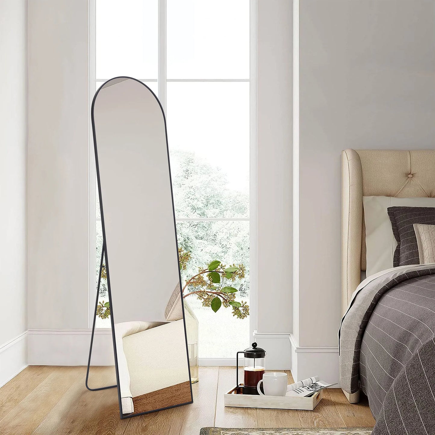 Full Length Standing Mirror – Minimalist Aluminum Frame, 64”x21”
