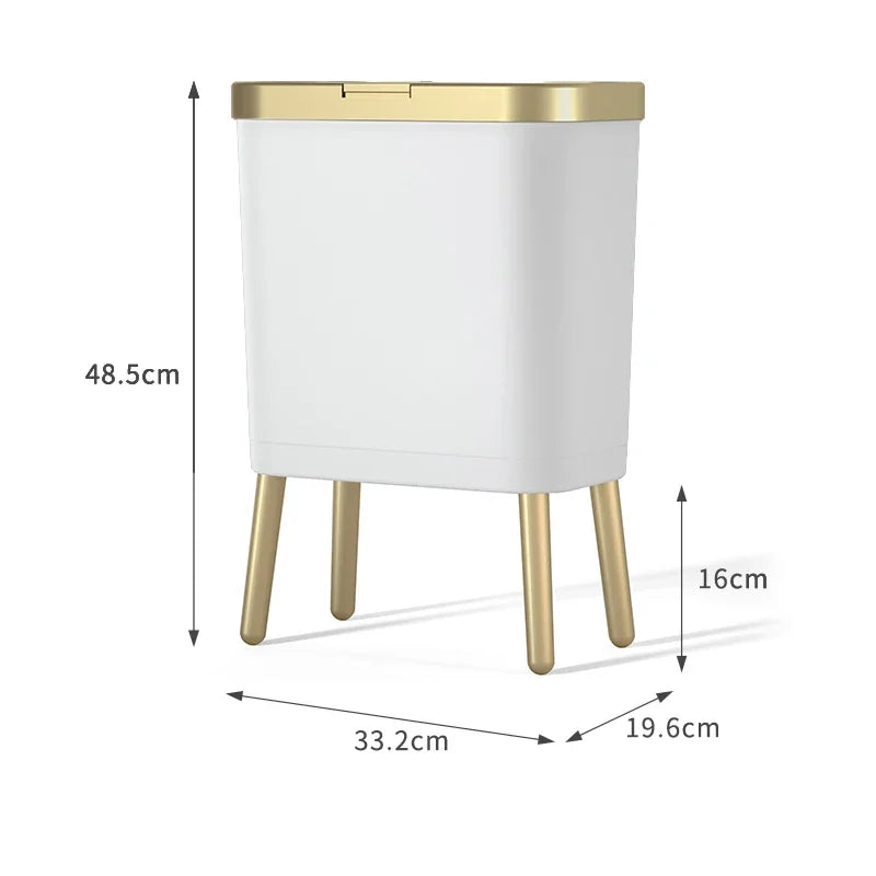 Slim Press-Top Trash Bin with High Legs