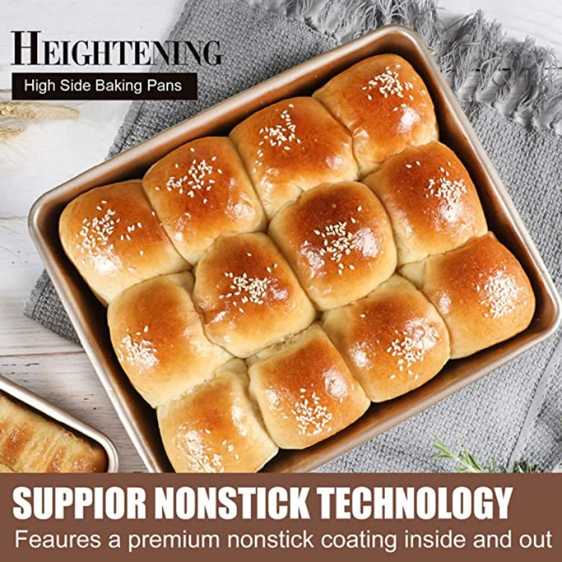 Nordic Gold Carbon Steel Baking Tray Set – 3 Piece Non-Stick Sheet Pan Set