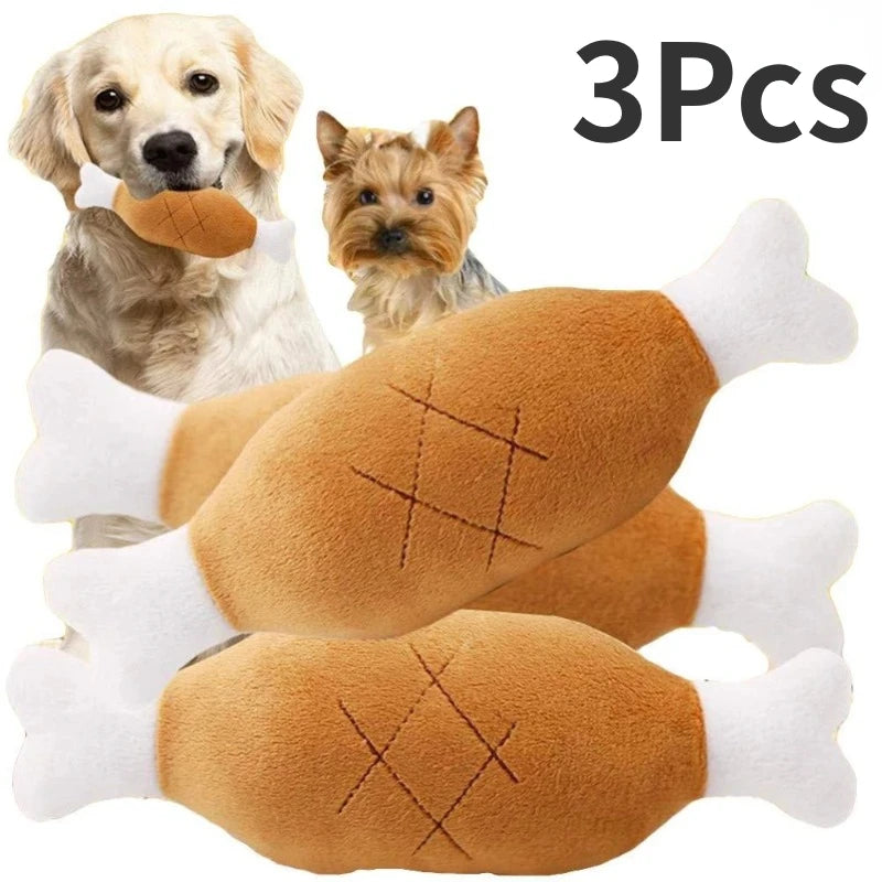 Plush Chicken Leg Dog Toys – Squeaky, Soft, and Fun!