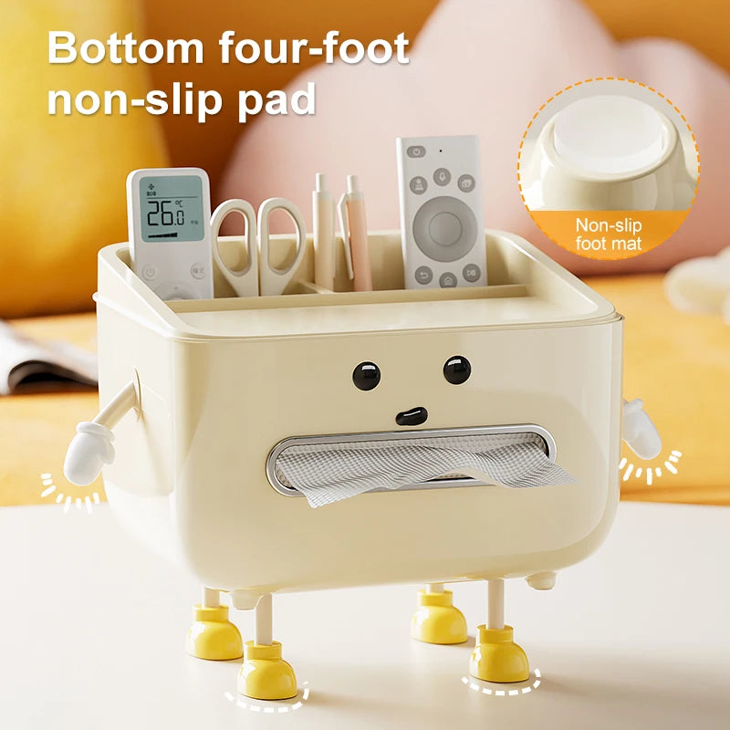 Multi-Function Desktop Organizer Box with Tissue Holder