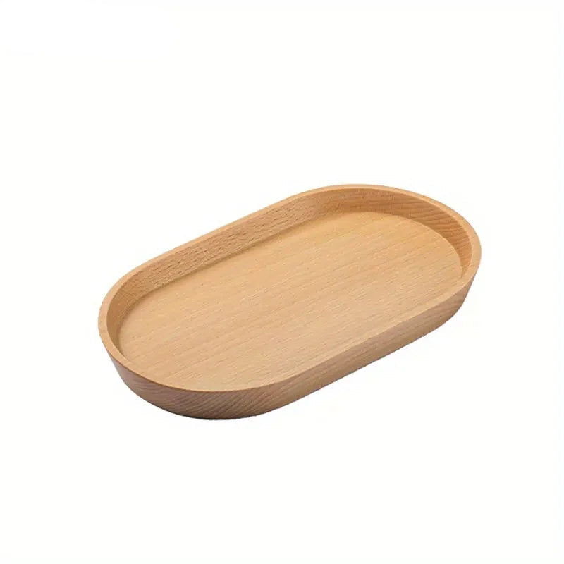 Handcrafted Round Wooden Dessert Plate – Natural Japanese-Style Snack Tray