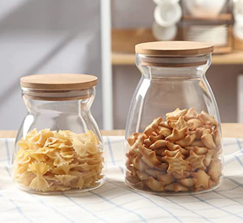 Airtight Glass Storage Jar with Wooden Lid