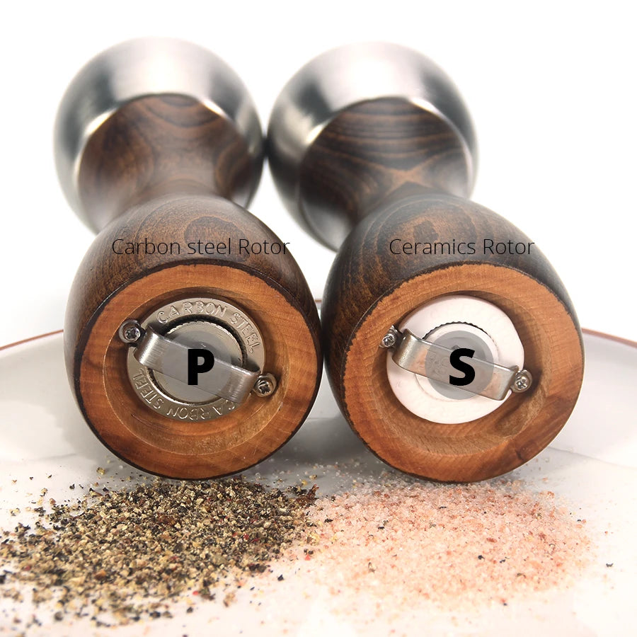 Stainless Steel Salt & Pepper Grinder Set – Adjustable Ceramic & Carbon Steel Mills