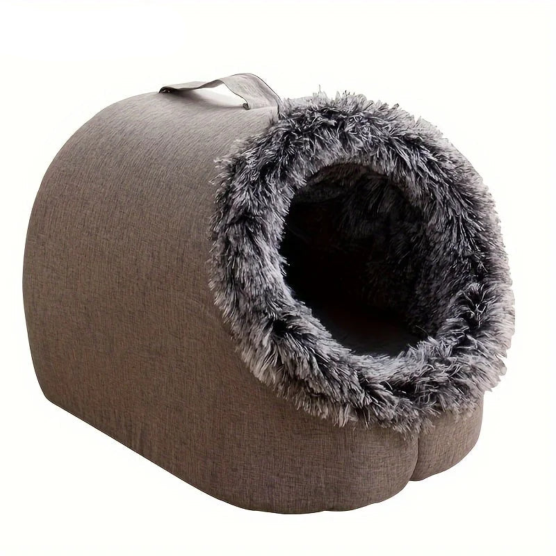 Self-Warming Winter Cat Bed – Cozy Sleeping Cave for Cats &amp; Small Dogs