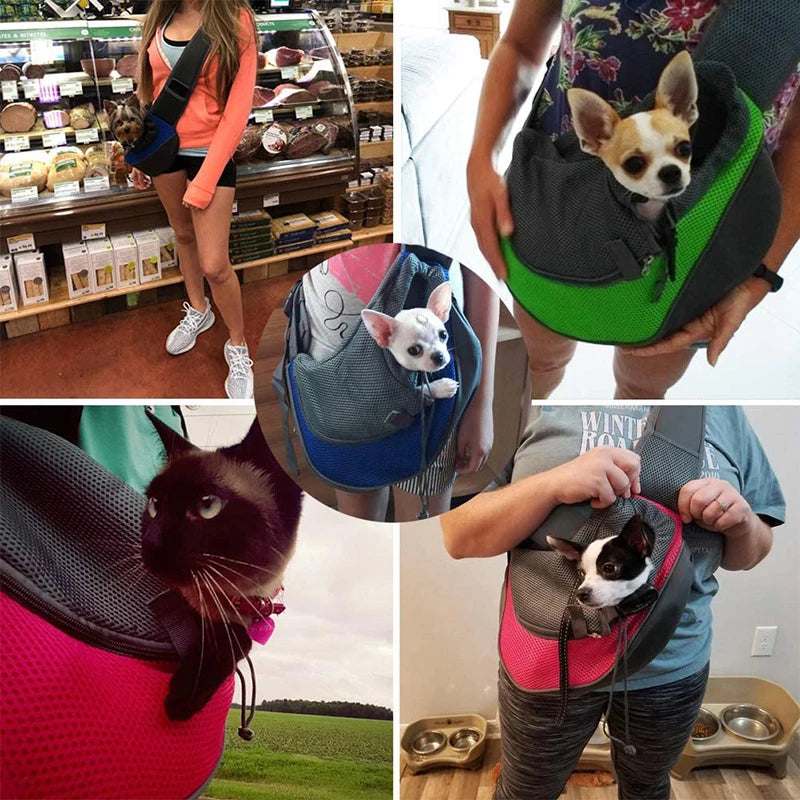 Breathable Pet Carrier Sling – Hands-Free Travel Bag for Small Dogs &amp; Cats