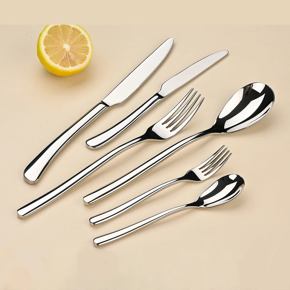 Stainless Steel Dinnerware Set – Solid Pattern, Eco-Friendly
